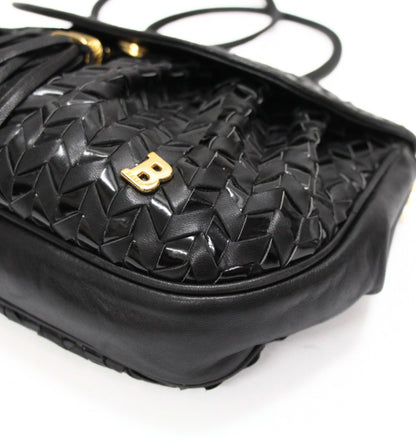 BALLY Black Leather Fringe Shoulder Bag