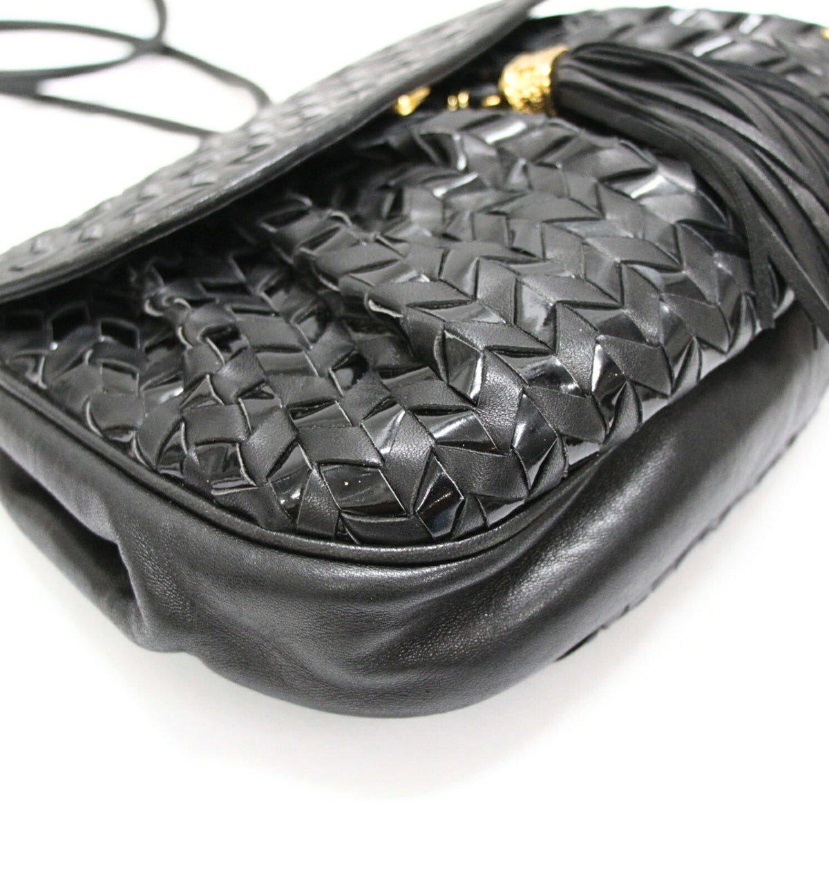 BALLY Black Leather Fringe Shoulder Bag