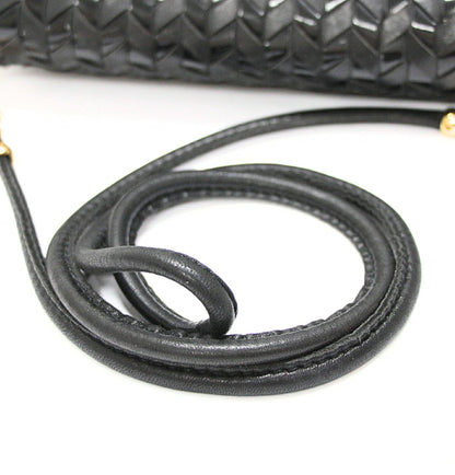 BALLY Black Leather Fringe Shoulder Bag