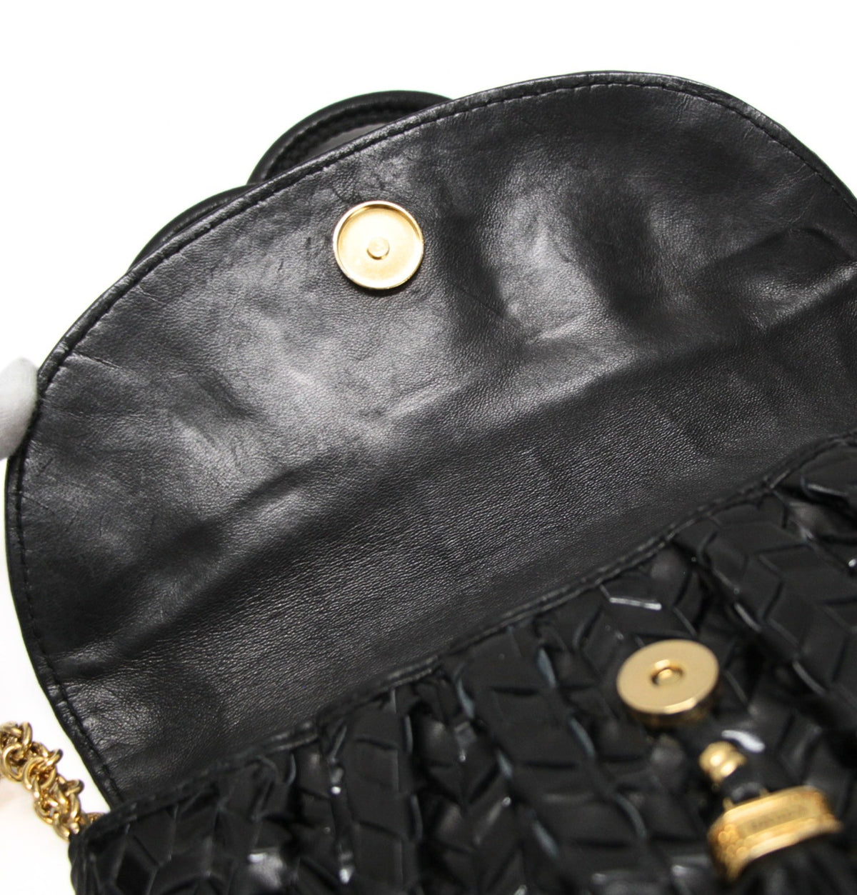 BALLY Black Leather Fringe Shoulder Bag