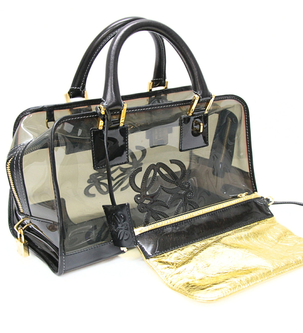 LOEWE Amazona 28 Clear Vinyl Bag Black