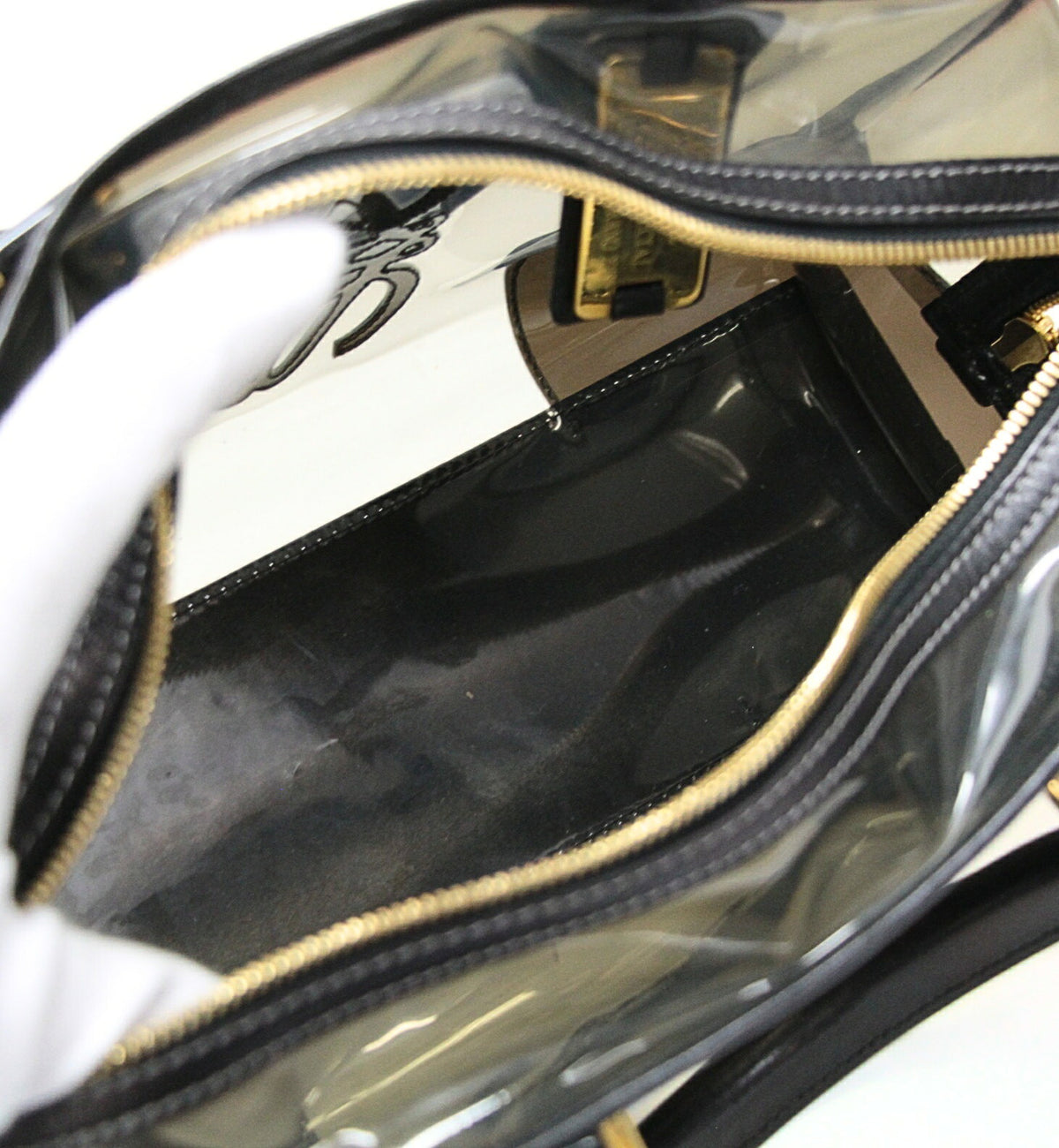 LOEWE Amazona 28 Clear Vinyl Bag Black