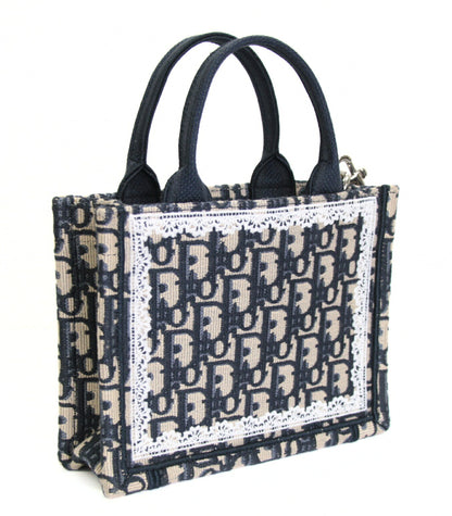CHRISTIAN DIOR Oblique Mini Book Lace Navy Bag