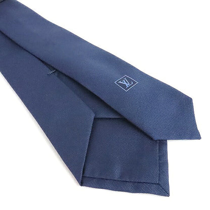 Louis Vuitton Monogram Logo Silk Tie Blue