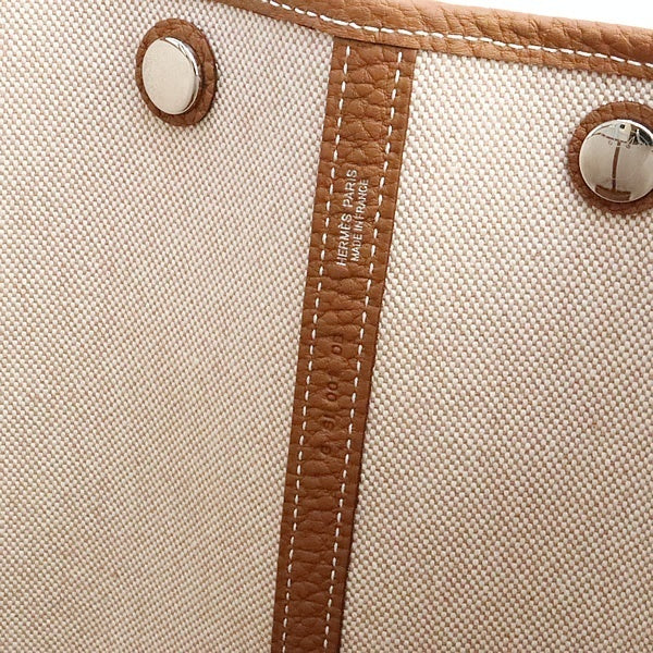 HERMES Garden Party PM Toile H Beige Gold Tote