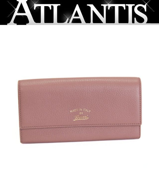 GUCCI Tulip L-Zip Calf Leather Wallet Pink