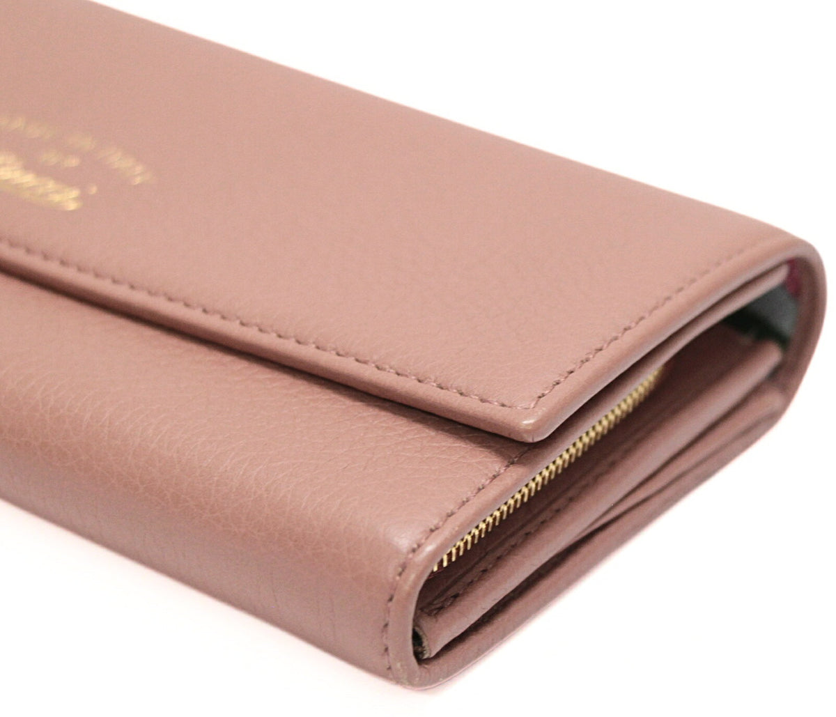 GUCCI Tulip L-Zip Calf Leather Wallet Pink