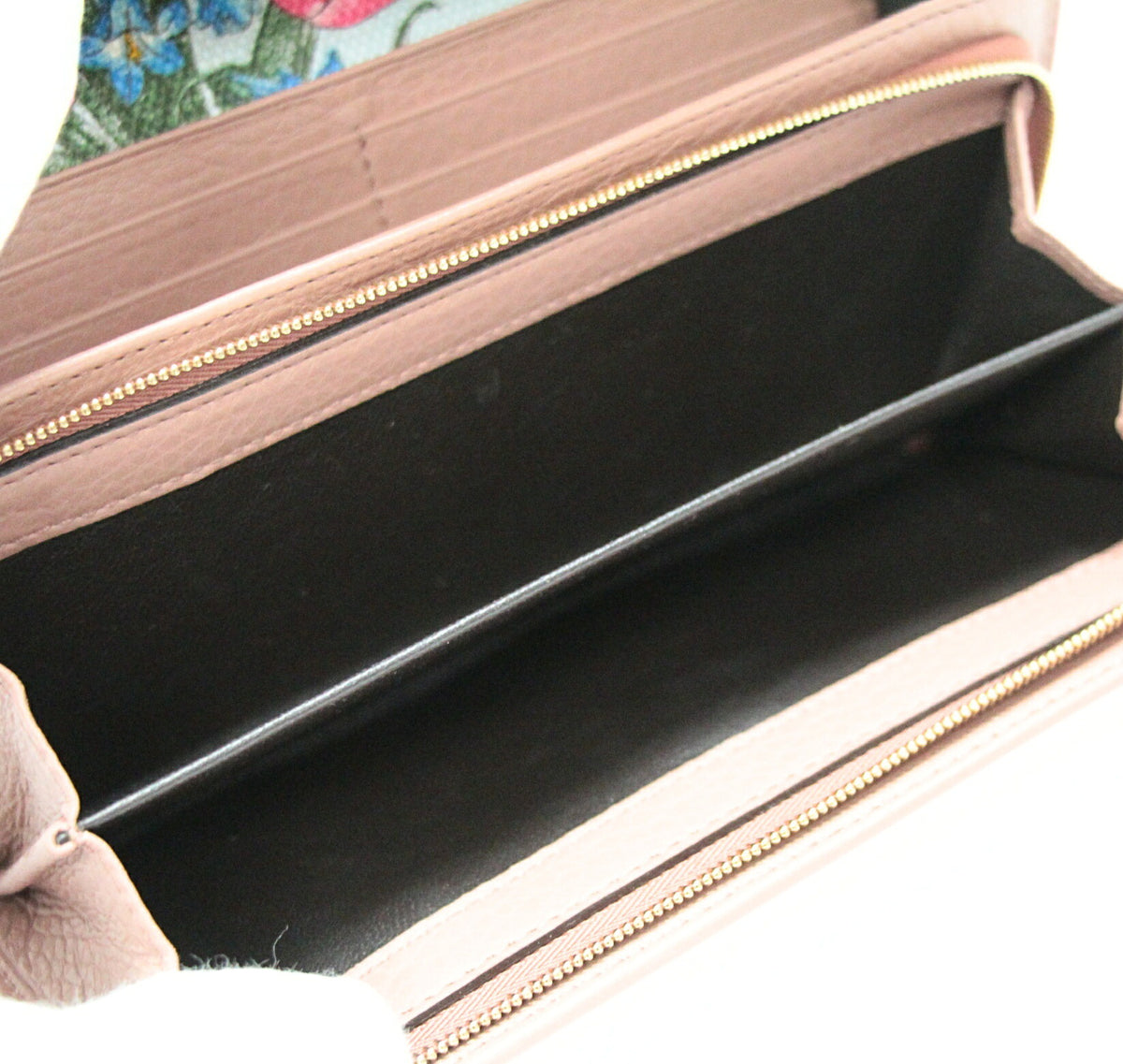 GUCCI Tulip L-Zip Calf Leather Wallet Pink