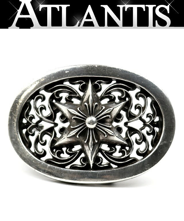 CHROME HEARTS Old Classic Oval Star Buckle Belt Silver SV925