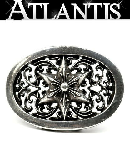 CHROME HEARTS Old Classic Oval Star Buckle Belt Silver SV925