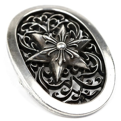 CHROME HEARTS Old Classic Oval Star Buckle Belt Silver SV925