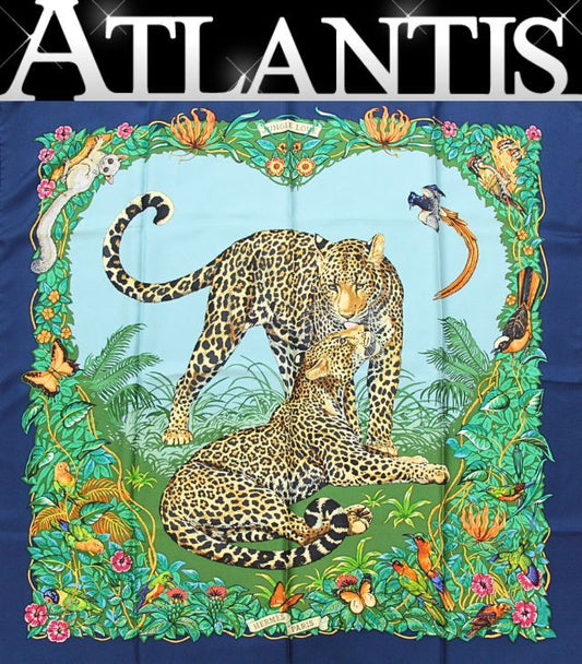 HERMES Jungle Love Carre 90 Scarf Blue