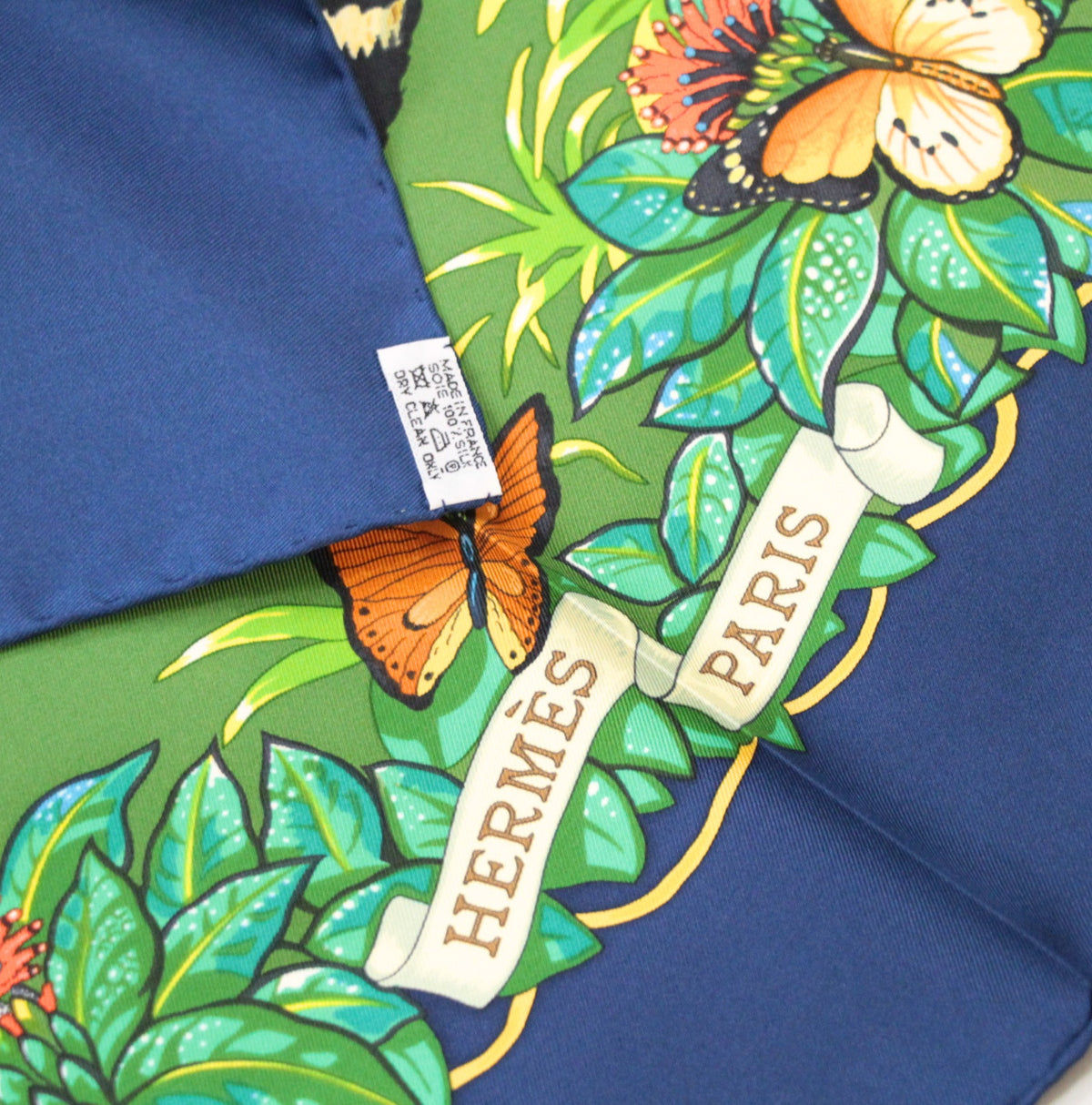 HERMES Jungle Love Carre 90 Scarf Blue