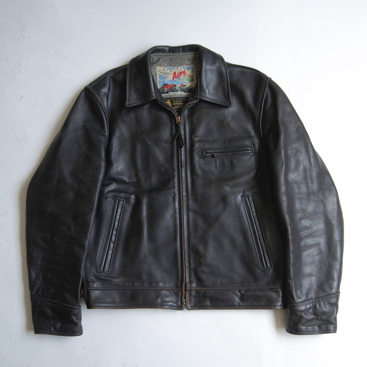 AERO LEATHER Highwayman Horsehide Leather Jacket Size 38