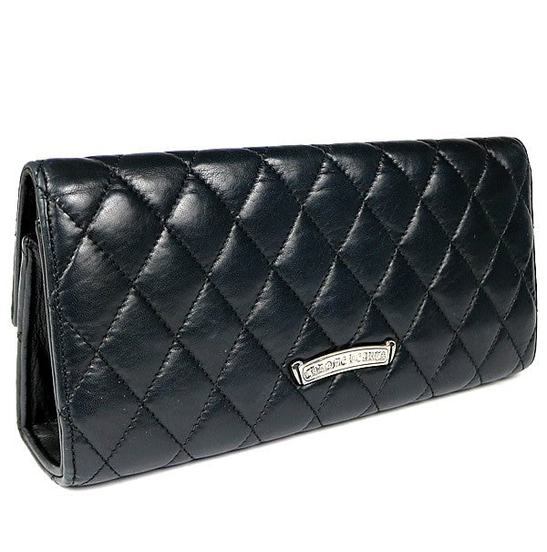 CHROME HEARTS Large Cross Leather Clutch Bag Black