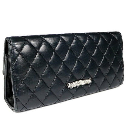 CHROME HEARTS Large Cross Leather Clutch Bag Black
