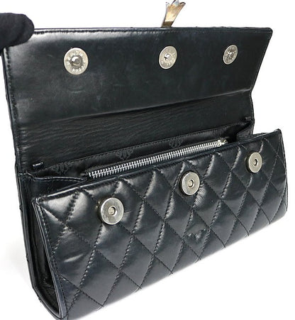 CHROME HEARTS Large Cross Leather Clutch Bag Black