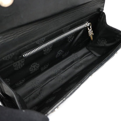 CHROME HEARTS Large Cross Leather Clutch Bag Black