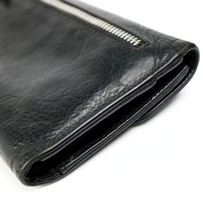 CHROME HEARTS WAVE Cross Button Leather Wallet Black