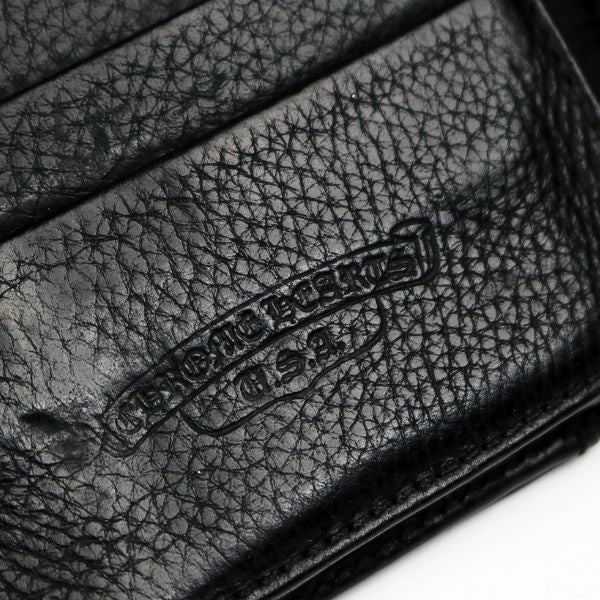 CHROME HEARTS WAVE Cross Button Leather Wallet Black