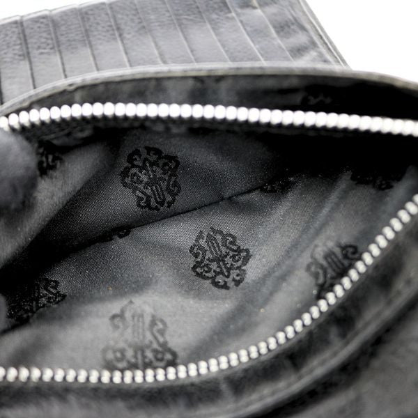 CHROME HEARTS WAVE Cross Button Leather Wallet Black
