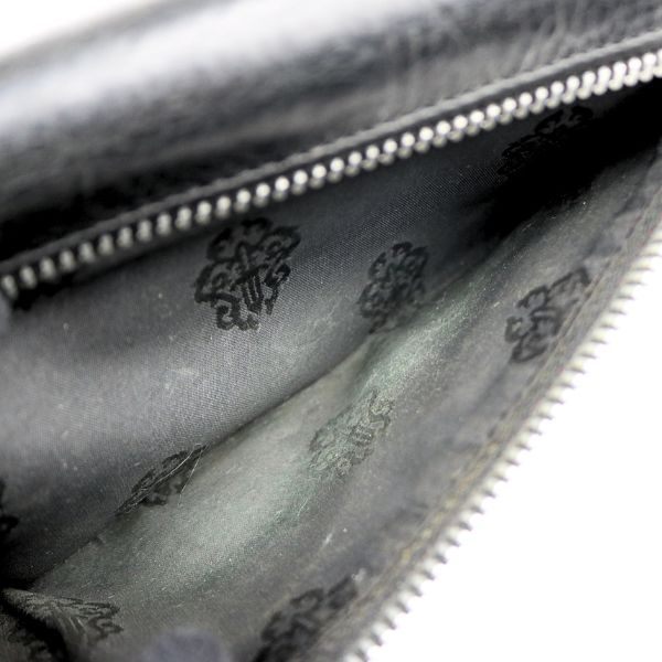 CHROME HEARTS WAVE Cross Button Leather Wallet Black
