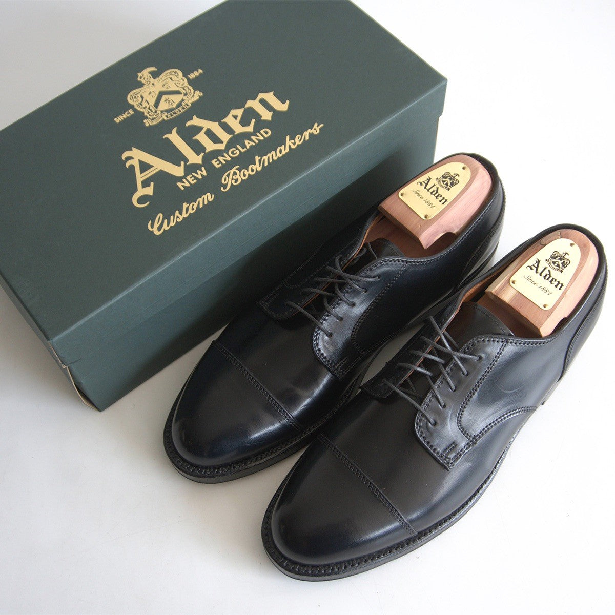 Alden 2161 Straight Tip Cordovan Cap Toe Black Size 8