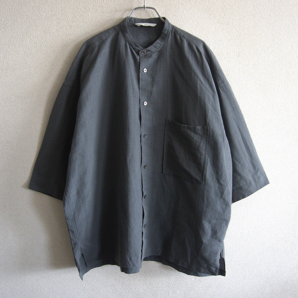 ARTS&SCIENCE Cotton Linen Silk Band Collar Shirt Size L