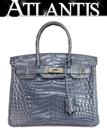 HERMES Birkin 30 Croco Niloticus Blue Bag