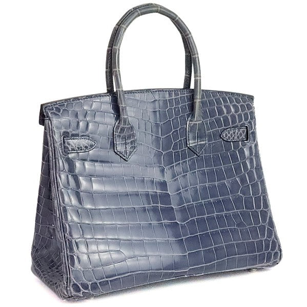 HERMES Birkin 30 Croco Niloticus Blue Bag