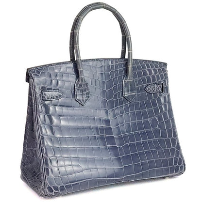 HERMES Birkin 30 Croco Niloticus Blue Bag