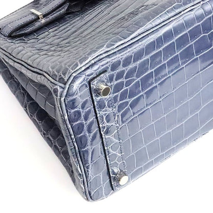 HERMES Birkin 30 Croco Niloticus Blue Bag