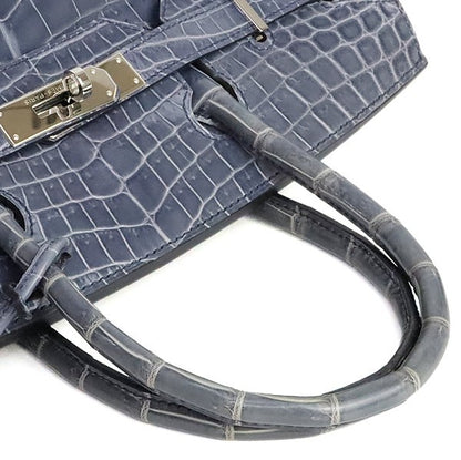 HERMES Birkin 30 Croco Niloticus Blue Bag