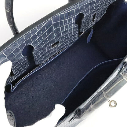 HERMES Birkin 30 Croco Niloticus Blue Bag
