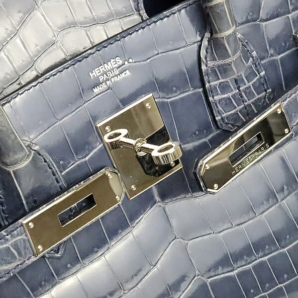 HERMES Birkin 30 Croco Niloticus Blue Bag
