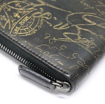 Berluti Calligraphy Leather Round Zip Black