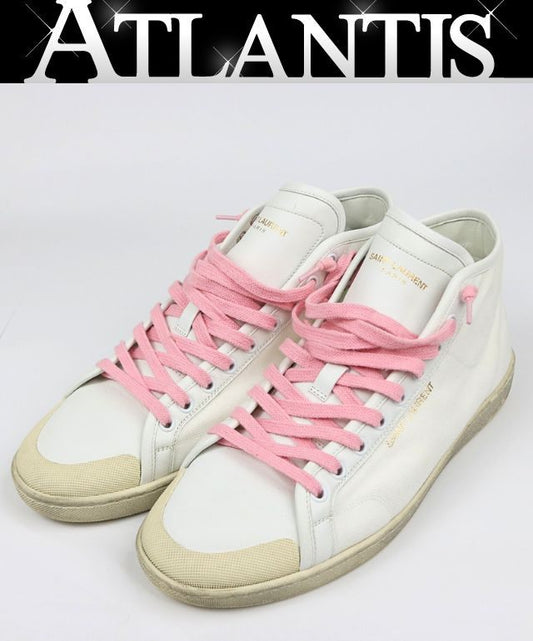 SAINT LAURENT PARIS Logo Sneakers White/Pink Size EU 43