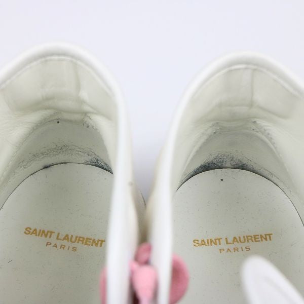 SAINT LAURENT PARIS Logo Sneakers White/Pink Size EU 43