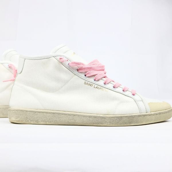 SAINT LAURENT PARIS Logo Sneakers White/Pink Size EU 43