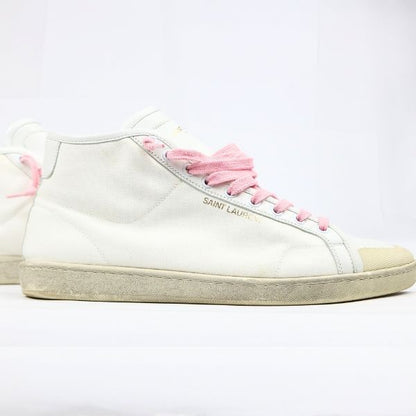 SAINT LAURENT PARIS Logo Sneakers White/Pink Size EU 43