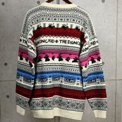 CELINE Nordic Pattern Wool Cardigan White/Multi Size XL