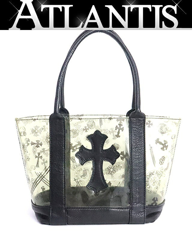 CHROME HEARTS Cross Patch PVC Leather Mini Tote Bag Black