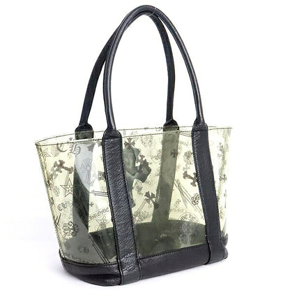 CHROME HEARTS Cross Patch PVC Leather Mini Tote Bag Black