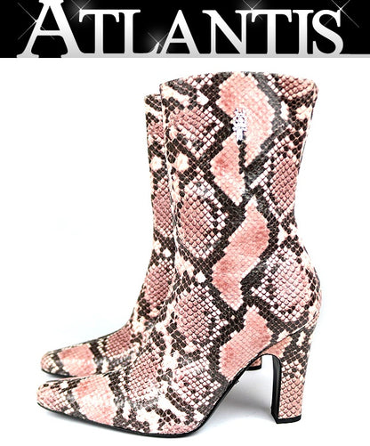 CHROME HEARTS SUGAR JONES Python Leather Boots Pink Size 39