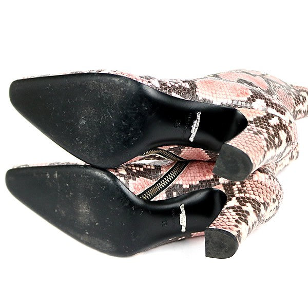 CHROME HEARTS SUGAR JONES Python Leather Boots Pink Size 39