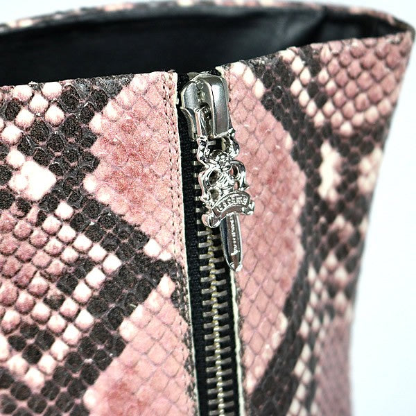 CHROME HEARTS SUGAR JONES Python Leather Boots Pink Size 39