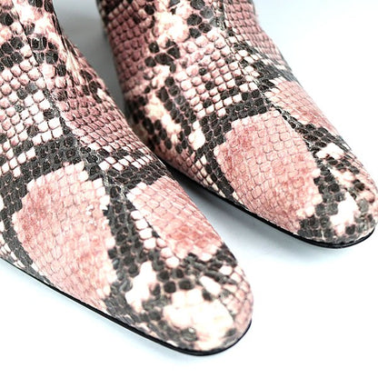 CHROME HEARTS SUGAR JONES Python Leather Boots Pink Size 39
