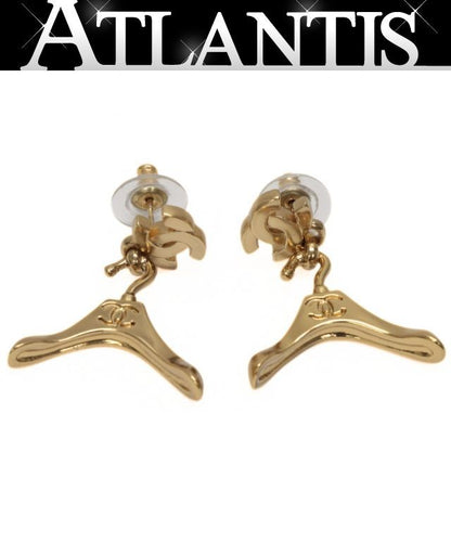 CHANEL Hanger Motif Metal Earrings Gold