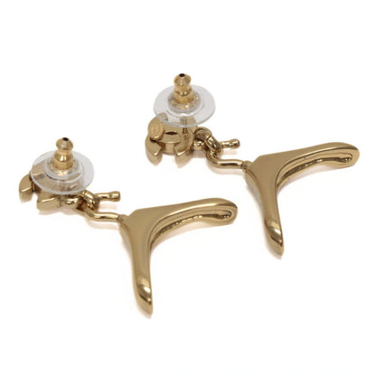 CHANEL Hanger Motif Metal Earrings Gold
