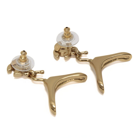 CHANEL Hanger Motif Metal Earrings Gold